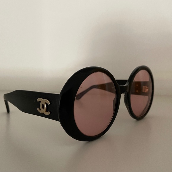 CHANEL Accessories - CHANEL Black Frame Vintage Sunglasses with Rose Colored Corrective Lenses